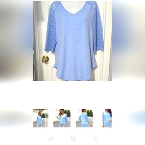 HOCOSIT Womens V-neck 3/4 Sleeve Lace